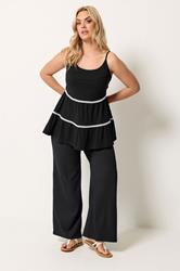 YOURS Plus Size Black Tiered Swing Vest Top | Yours Clothing 1