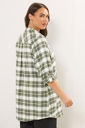 YOURS Plus Size Khaki Green Check Boyfriend Shirt | Yours Clothing 2