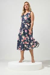 YOURS LONDON Plus Size Navy Blue Floral Midi Dress | Yours Clothing 3