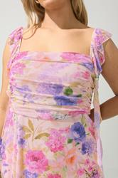 YOURS LONDON Plus Size Nude Floral Ruffle Dress 4