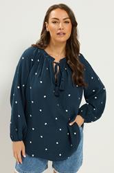 YOURS Plus Size Navy Blue Blouse | Yours Clothing 3