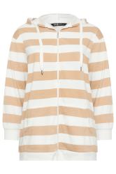 YOURS Plus Size Brown Stripe Zip Through Hoodie | Yours Clothing 5