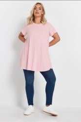 YOURS Plus Size Light Pink Swing Ribbed Top | Yours Clothing 1