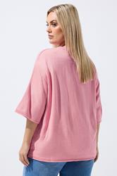 LIMITED COLLECTION Plus Size Pink Strawberry knitted Boxy Top | Yours Clothing 2
