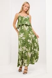 STAR Green Abstract Satin Maxi Dress | StarByJM 3