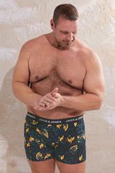 JACK & JONES Big & Tall 3 PACK Black & Teal Blue Printed Boxers | BadRhino 3