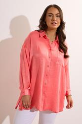 EVANS Plus Size Pink Metallic Button Through Shirt | Evans 1