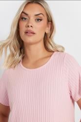 YOURS Plus Size Light Pink Swing Ribbed Top | Yours Clothing 4