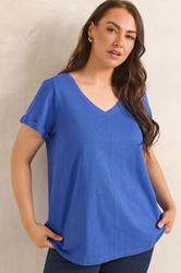 EVANS Plus Size Cobalt Blue Cotton T-Shirt | Evans 3