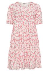 YOURS Plus Size Pink Floral Print Tiered Dress | Yours Clothing 5