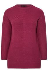 YOURS Curve Burgundy Red Essential Knitted Jumper