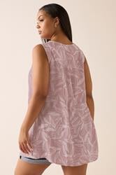 YOURS Plus Size Pink Palm Leaf Pleat Front Vest Top | Yours Clothing 3