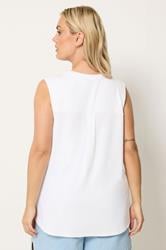 YOURS Plus Size White Notch Neck Vest Top | Yours Clothing 2