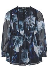 YOURS Plus Size Black Blurred Floral Tie Front Blouse | Yours Clothing 5