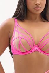 PLAYFUL PROMISES Pink Ramona Illusion Strap Underwired Bra | Yours Clothing 4