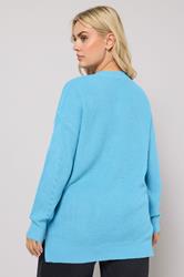 YOURS Plus Size Light Blue Drop Shoulder Jumper | Yours Clothing 2