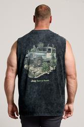 BadRhino Big & Tall Black Acid Wash 'Jeep' Graphic Vest | BadRhino 2