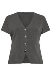 LIMITED COLLECTION Curve Grey Short Sleeve Compact Knitted Top