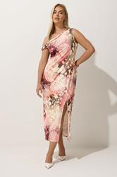 LIMITED COLLECTION Plus Size Natural Brown Butterfly Twist Neck Dress | Yours Clothing 1