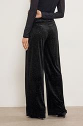 LTS Tall Black Velvet Glitter Wide Leg Trousers | Long Tall Sally  2