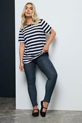 Plus Size Mid Blue Jersey Stretch Jegging | Yours Clothing 2