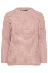 YOURS Curve Light Pink Waffle Knit Jumper