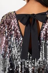 YOURS LONDON Plus Size Pink Bow Back Ombre Sequin Top | Yours Clothing 4