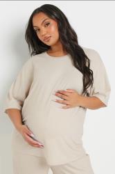 BUMP IT UP MATERNITY Plus Size Cream Premium Ribbed Top | Yours Clothing 2