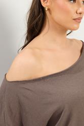 YOURS Plus Size Brown Off Shoulder Sweatshirt | Yours Clothing 4