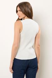 STAR Ivory White Ribbed Button Bust Vest Top | StarByJM 3