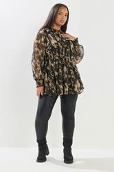 YOURS Plus Size Black Leopard Print Tie Front Blouse | Yours Clothing 1
