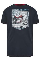 D555 Big & Tall Navy 'Detroit' Motorbike T-Shirt | BadRhino 3