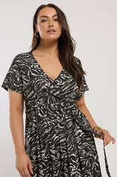 YOURS Plus Size Black Abstract Woven Wrap Maxi Dress | Yours Clothing 4