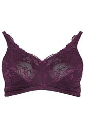 YOURS Plus Size Dark Purple Lace Detail Bra | Yours Clothing 1