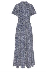 LTS Tall Dark Blue & White Floral Tie Waist Maxi Dress