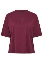 LIMITED COLLECTION Plus Size Dark Red Bow Beaded Top 5