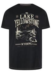 KAM Big & Tall Jet Black Lake Yellowstone Graphic T-Shirt