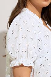 YOURS Plus Size White Broderie Anglaise Short Sleeve Top | Yours Clothing 4