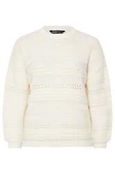 YOURS Plus Size Ivory White Boucle Pointelle Knit Jumper | Yours Clothing 8
