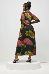 YOURS LONDON Plus Size Black Abstract Knot Dress | Yours Clothing 2