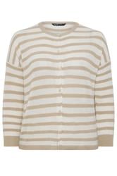 YOURS Curve Natural Brown Stripe Knitted Cardigan