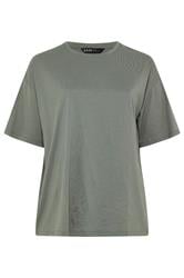 YOURS Curve Khaki Green Relaxed Longline T-Shirt