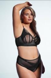 PLAYFUL PROMISES Plus Size Black Eddie Crossover Thong | Yours Clothing 2