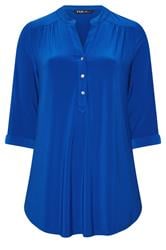 YOURS Curve Cobalt Blue Half Placket Shirt