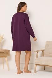 YOURS Plus Size Burgundy Red 'Feeling lucky' Long Sleeve Nightdress | Yours Clothing 4