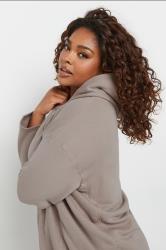YOURS Plus Size Stone Brown Oversized Long Sleeve Hoodie | Yours Clothing 4