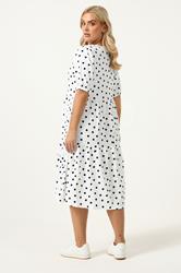 YOURS Plus Size White Polka Dot Tiered Maxi Dress | Yours Clothing 4