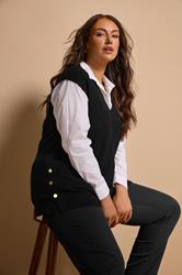 EVANS Plus Size Black Button Detail Knitted Vest | Evans  3