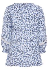 YOURS Plus Size Blue Leaf Pintuck Blouse | Yours Clothing 7
