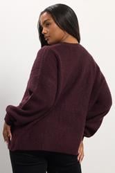 YOURS Plus Size Wine Red Bow Tie Front Cardigan | Yours Clothing 2